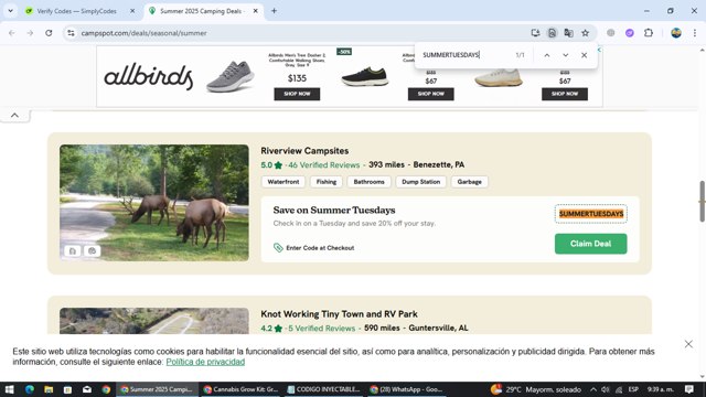 Campspot checkout page showing Campspot promo code box | Screenshot taken by SimplyCodes community member on Aug 16, 2025