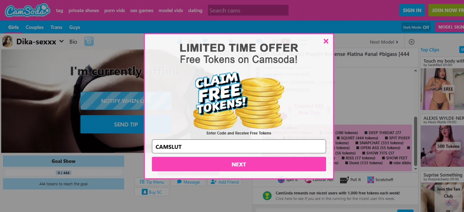 CamSoda promo code screenshot showing code CAMSLUT applied at CamSoda checkout page. Uploaded by SimplyCodes community member SimplyCVerlie on Jun 30, 2025
