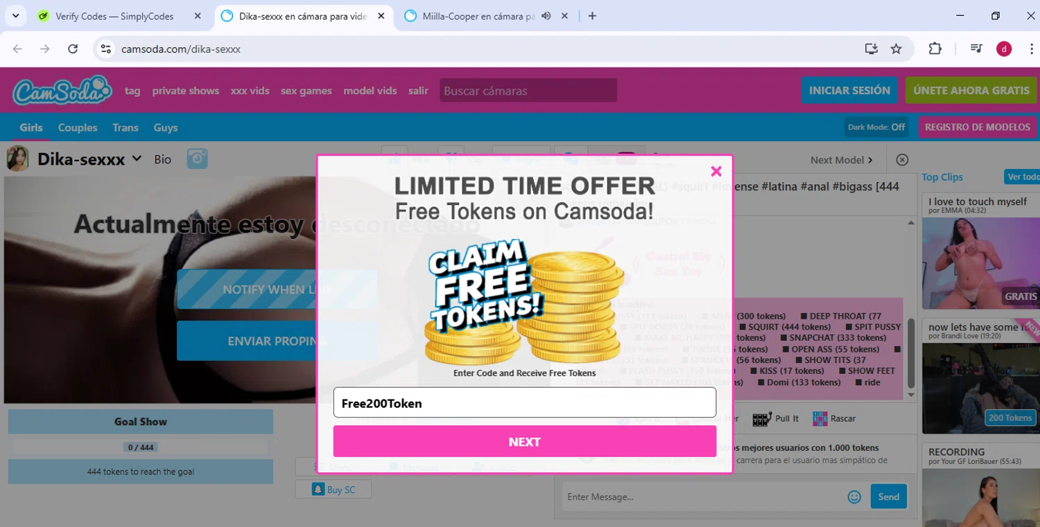 CamSoda checkout page showing CamSoda promo code box | Screenshot taken by SimplyCodes community member on Mar 18, 2025