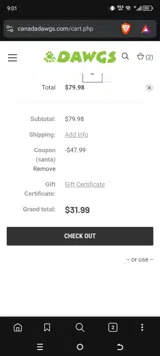 SANTA coupon verification screenshot