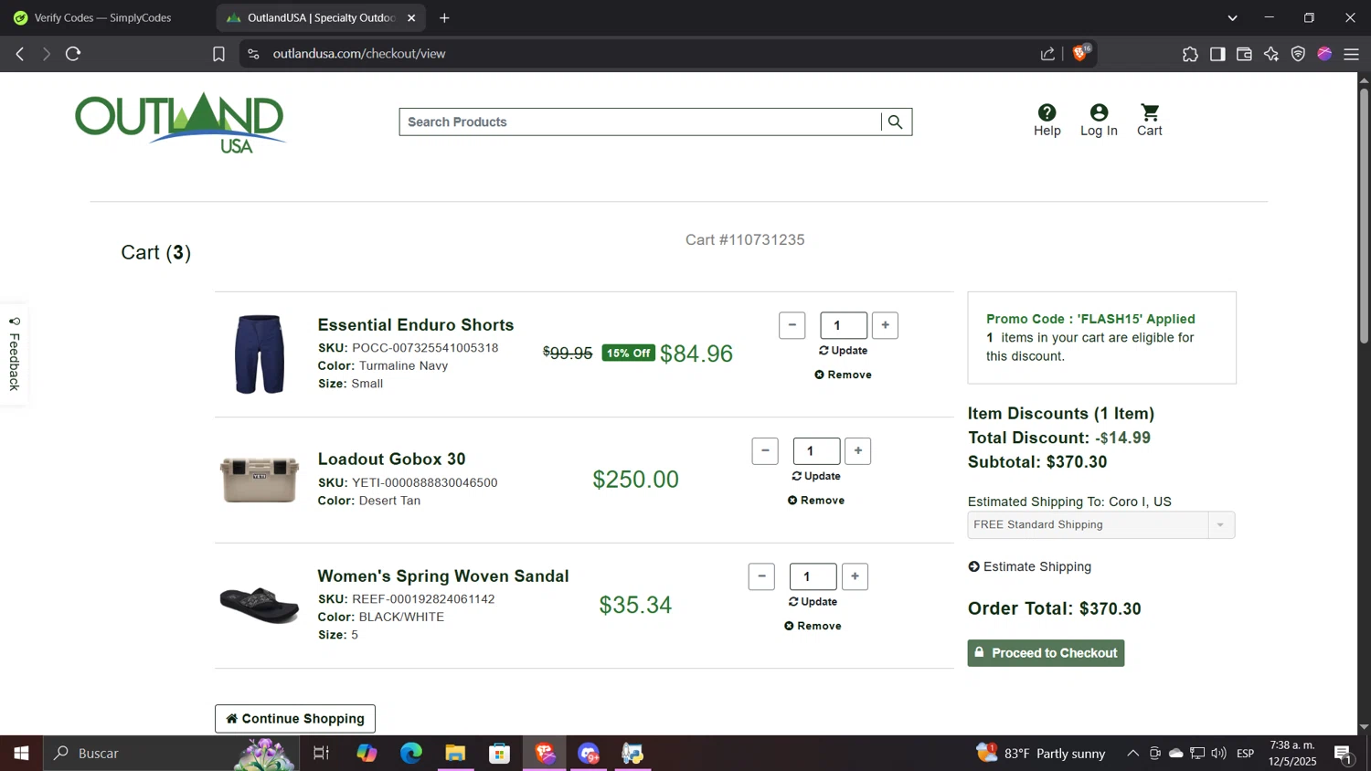 Canada Goose checkout page showing Canada Goose promo code box | Screenshot taken by SimplyCodes community member on May 12, 2025