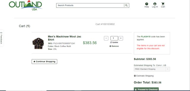Canada Goose checkout page showing Canada Goose promo code box | Screenshot taken by SimplyCodes community member on Jan 2, 2025