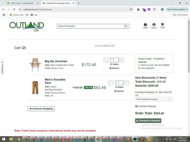 Canada Goose checkout page showing Canada Goose promo code box | Screenshot taken by SimplyCodes community member on Mar 23, 2025