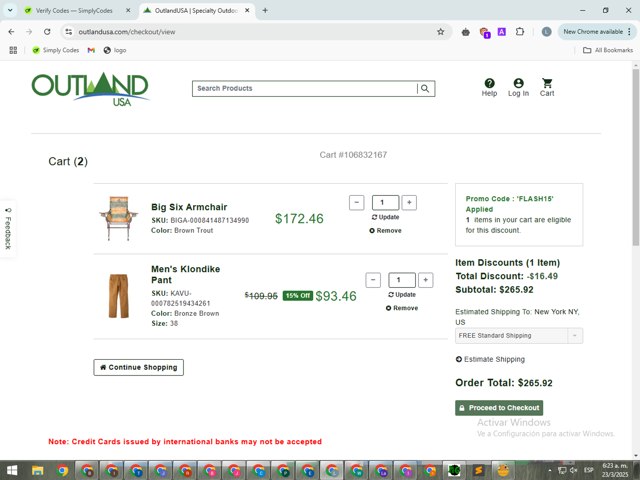 Canada Goose checkout page showing Canada Goose promo code box | Screenshot taken by SimplyCodes community member on Mar 23, 2025