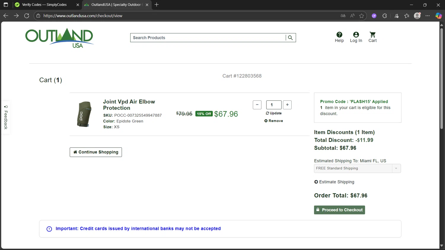 Canada Goose checkout page showing Canada Goose promo code box | Screenshot taken by SimplyCodes community member on Oct 17, 2025