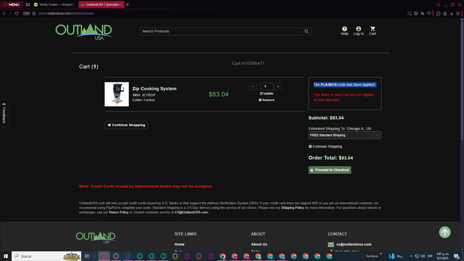 Canada Goose checkout page showing Canada Goose promo code box | Screenshot taken by SimplyCodes community member on Jul 9, 2025