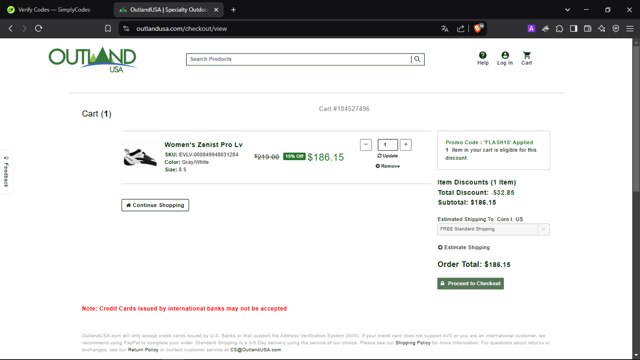 Canada Goose checkout page showing Canada Goose promo code box | Screenshot taken by SimplyCodes community member on Feb 25, 2025