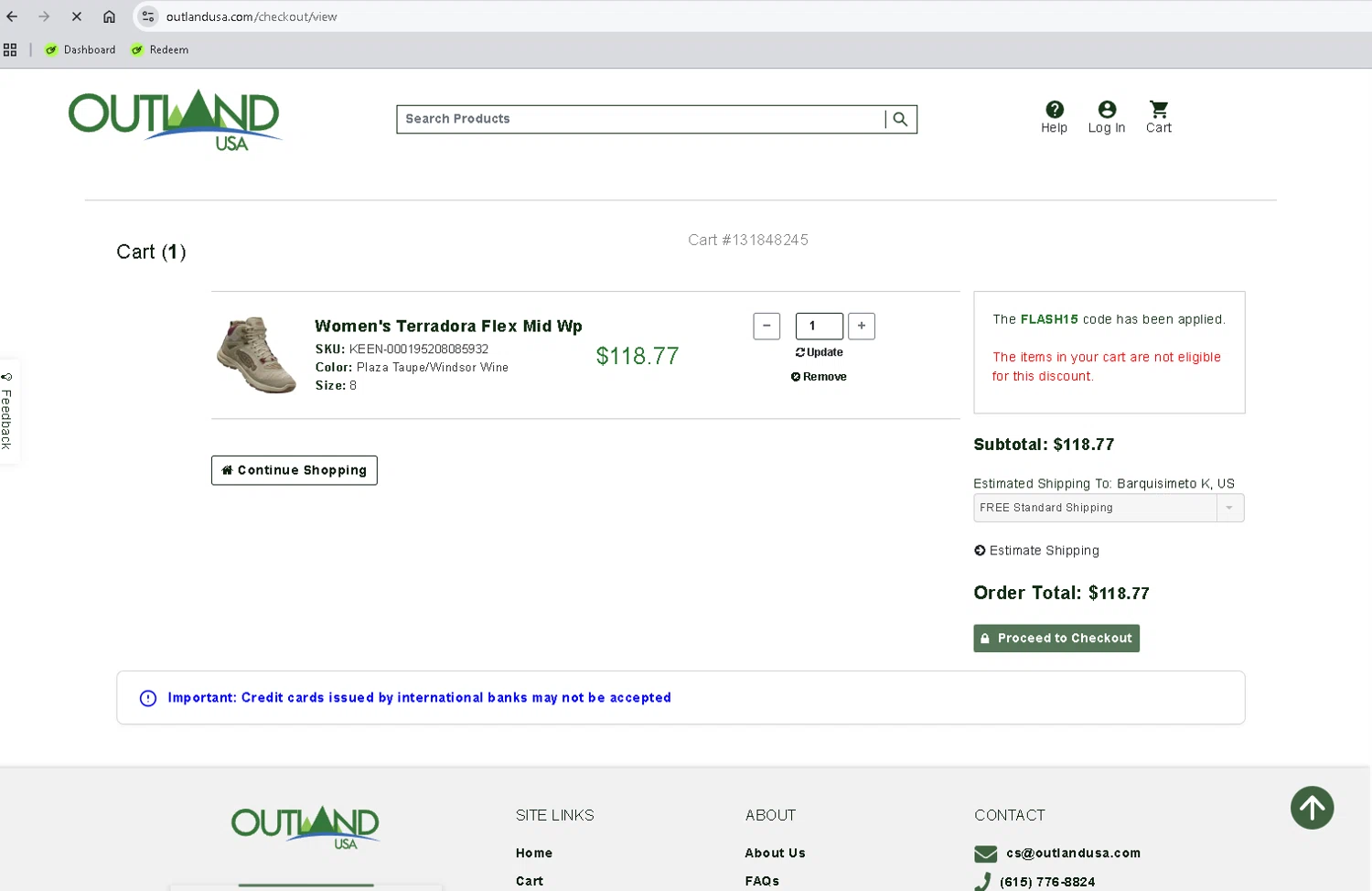 Canada Goose checkout page showing Canada Goose promo code box | Screenshot taken by SimplyCodes community member on Feb 7, 2026