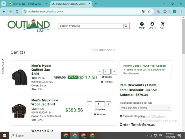 Canada Goose checkout page showing Canada Goose promo code box | Screenshot taken by SimplyCodes community member on Dec 26, 2024
