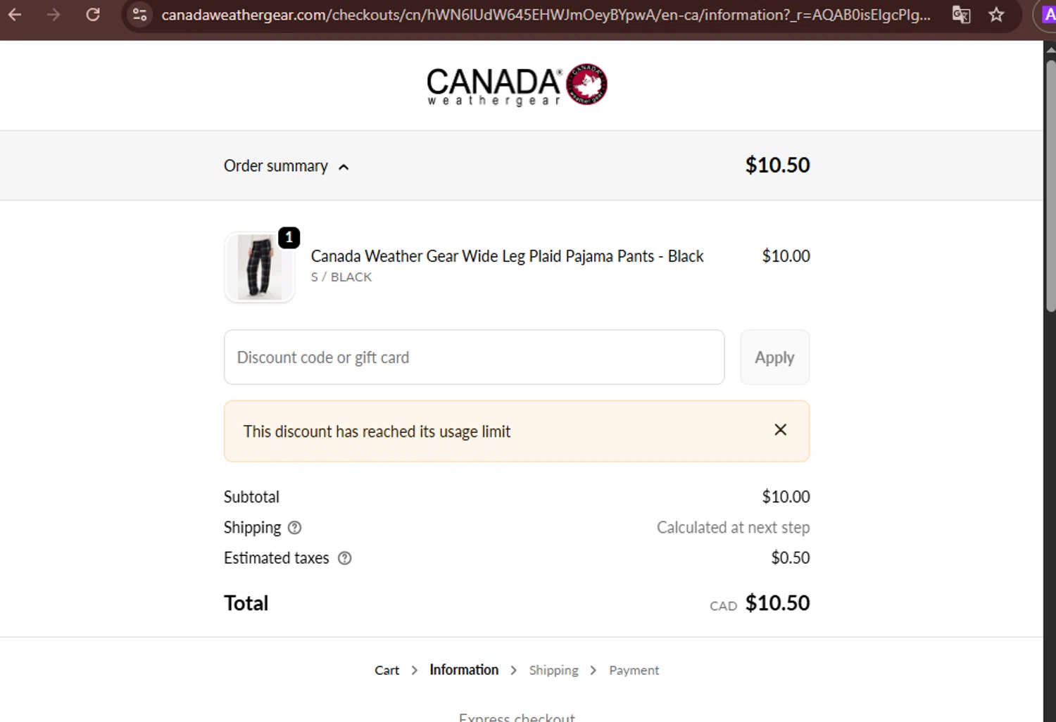 Canada Weather Gear promo code screenshot showing code SDDM2M7C applied at Canada Weather Gear checkout page. Uploaded by SimplyCodes community member DealFox7738 on Dec 23, 2025