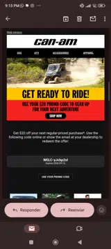 Can-Am Off-Road coupon verification screenshot
