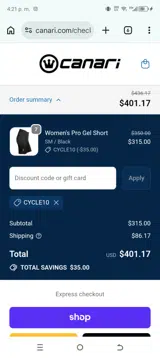Canari coupon verification screenshot