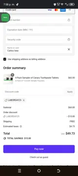 LABORDAY25 coupon verification screenshot