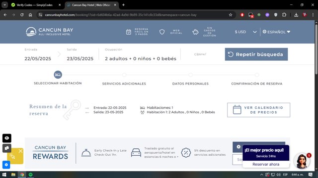 Cancun Bay checkout page showing Cancun Bay promo code box | Screenshot taken by SimplyCodes community member on May 22, 2025