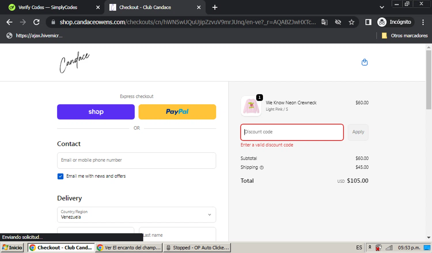 Candace Owens promo code screenshot showing code BLACK20 applied at Candace Owens checkout page. Uploaded by SimplyCodes community member hectordiaz on Dec 1, 2025