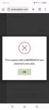 Candles and Supplies coupon verification screenshot
