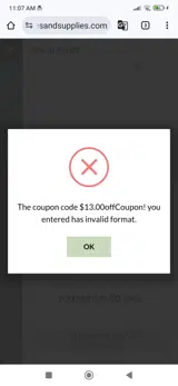 Candles and Supplies coupon verification screenshot