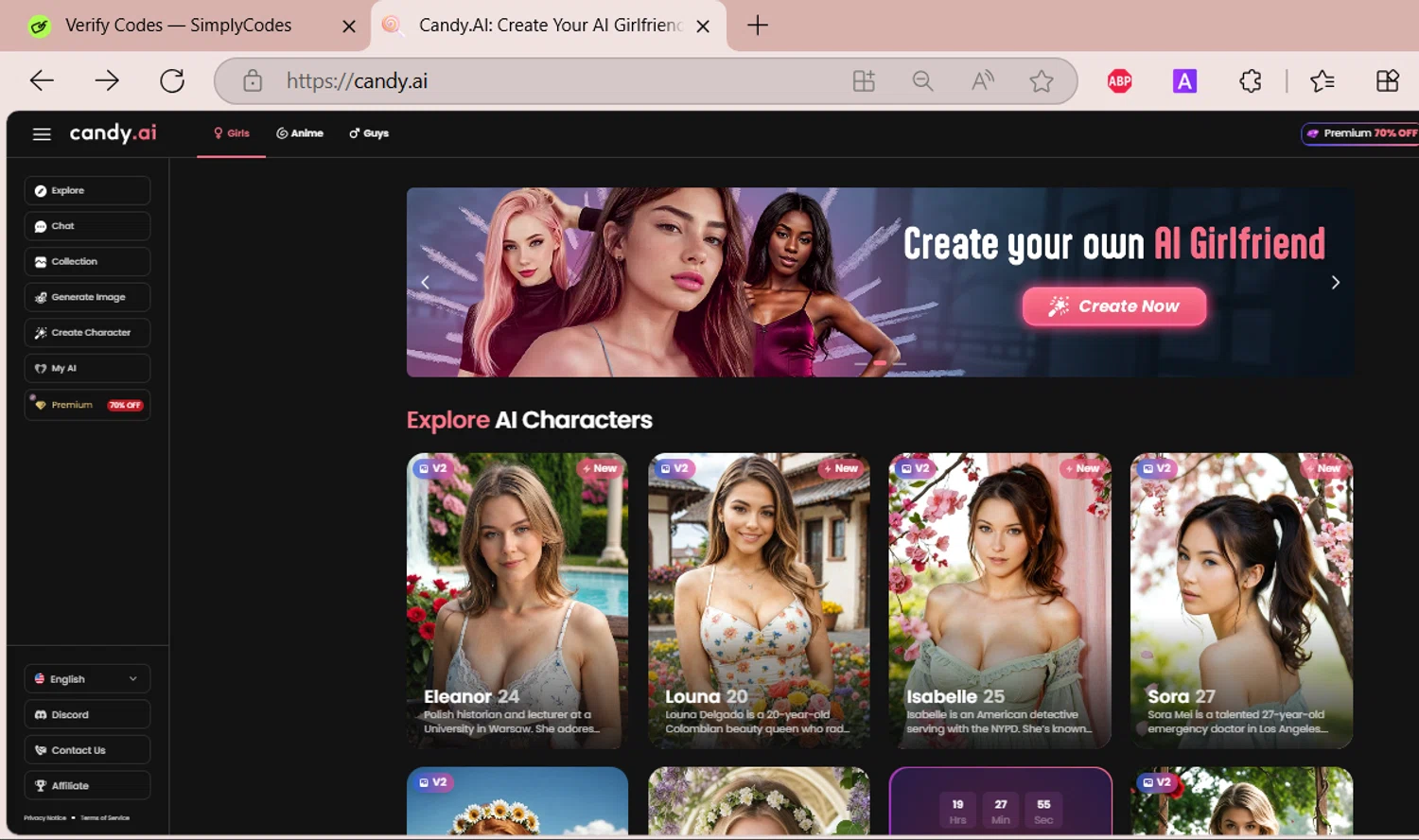 Candy.ai promo code screenshot showing code 75OFF applied at Candy.ai checkout page. Uploaded by SimplyCodes community member EpicSpotter6525 on Mar 20, 2025