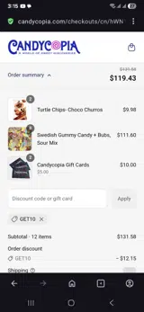 Candycopia coupon verification screenshot