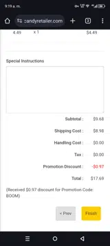 BOOM coupon verification screenshot
