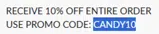 CANDY10 coupon verification screenshot