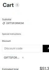 GIFTSFORMOM coupon verification screenshot