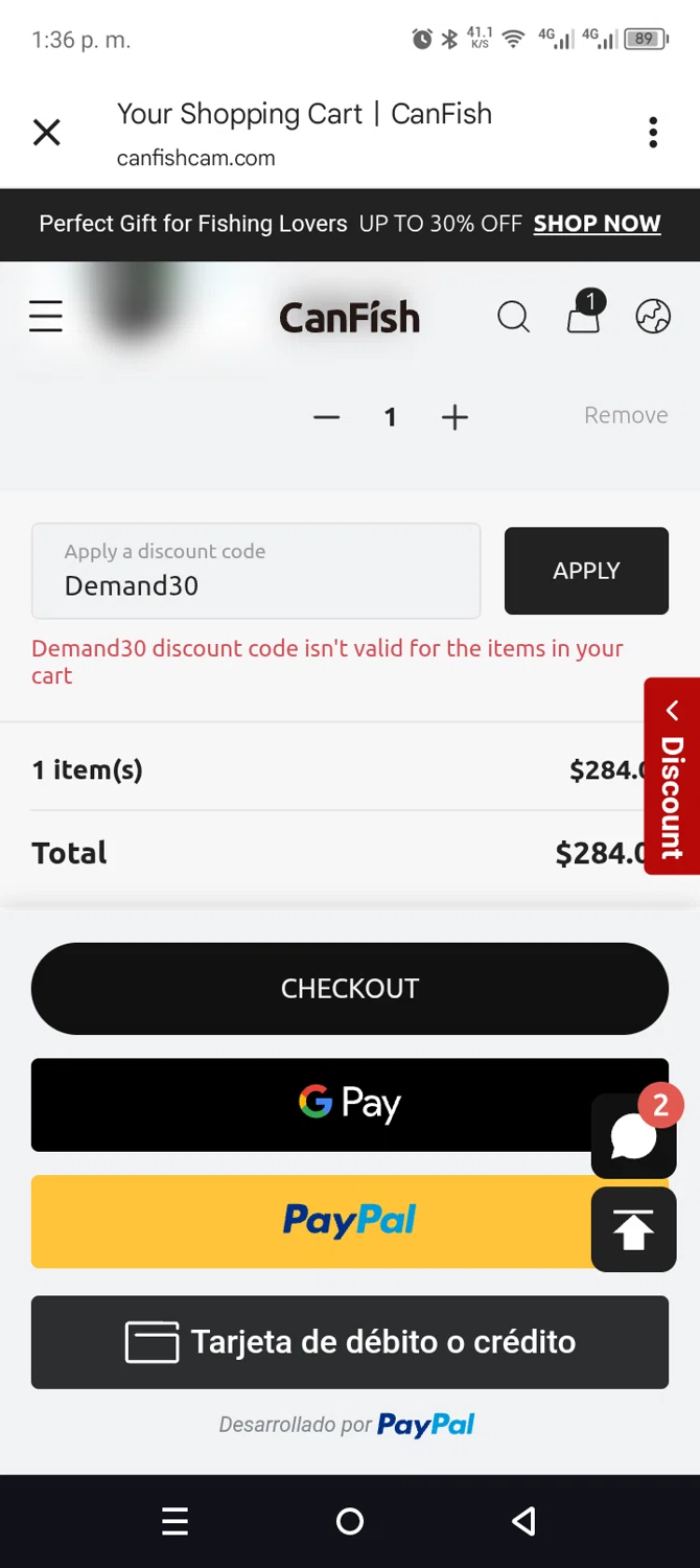 CanFish promo code screenshot showing code Demand30 applied at CanFish checkout page. Uploaded by SimplyCodes community member leiraM on Dec 23, 2025