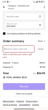 CANINEP4RETREAT coupon verification screenshot