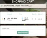CBDLIFE10 coupon verification screenshot
