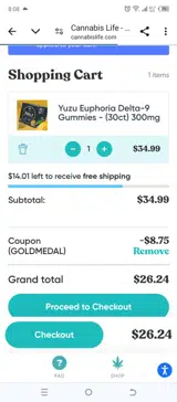 Cannabis Life coupon verification screenshot