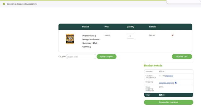 Cannabis Pharmacy checkout page showing Cannabis Pharmacy coupon code box | Screenshot taken by SimplyCodes community member on Aug 16, 2025