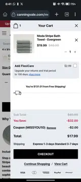 MISSYOU10 coupon verification screenshot