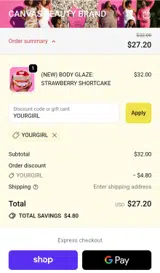 YOURGIRL coupon verification screenshot