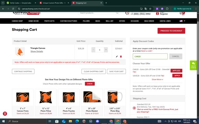 CanvasChamp checkout page showing CanvasChamp coupon code box | Screenshot taken by SimplyCodes community member on Sep 6, 2025