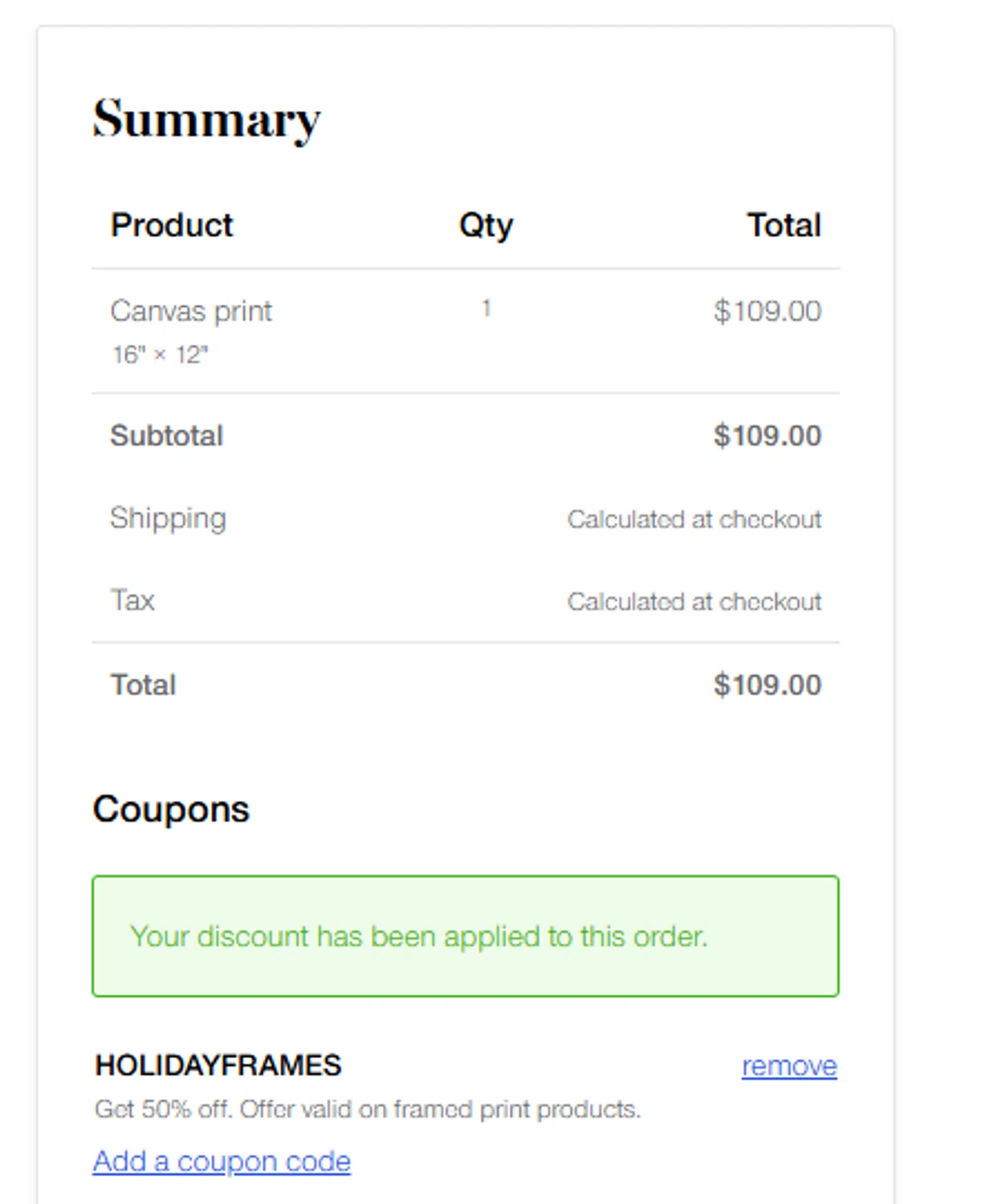 where to use Canvas Pop promo code box