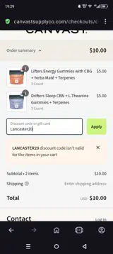 Lancaster20 coupon verification screenshot