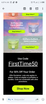 FirstTime50 coupon verification screenshot