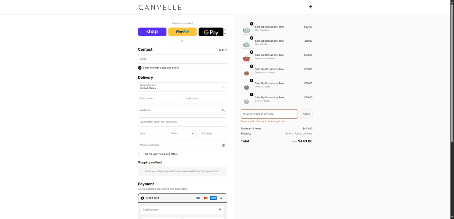 Canvelle promo code screenshot showing code GALENTINE20 applied at Canvelle checkout page. Uploaded by SimplyCodes community member MagnificentEagle1411 on Feb 20, 2026