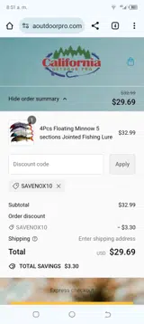 SAVENOX10 coupon verification screenshot