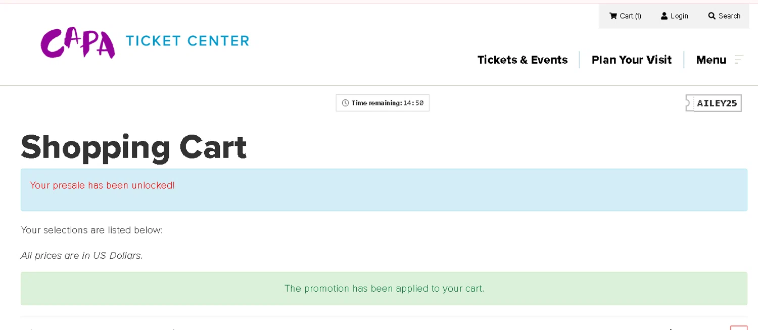 CAPA promo code screenshot showing code AILEY25 applied at CAPA checkout page. Uploaded by SimplyCodes community member tuvalu10 on Sep 21, 2025