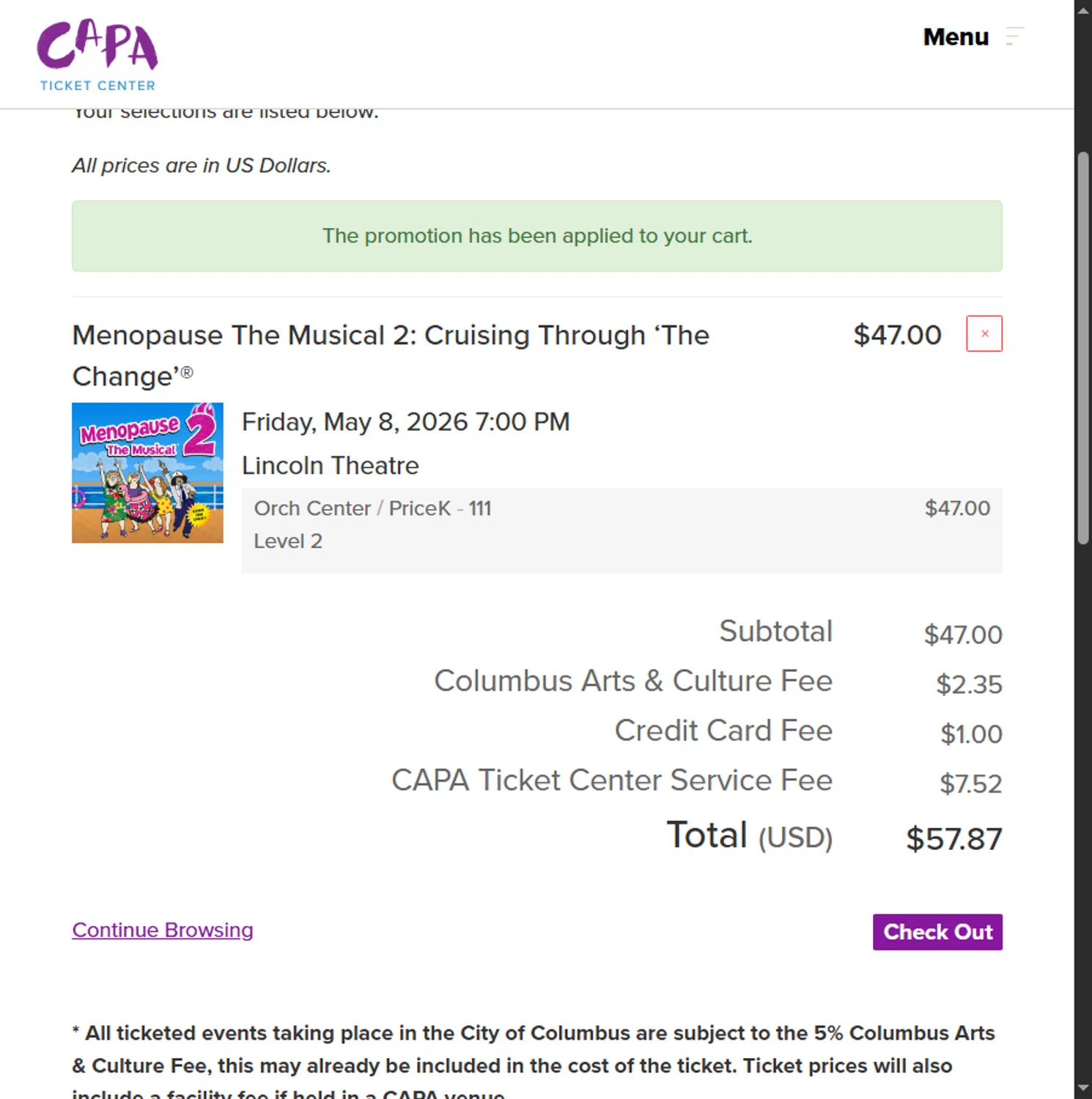 CAPA promo code screenshot showing code SIZZLE applied at CAPA checkout page. Uploaded by SimplyCodes community member Leannysv7lla on Aug 29, 2025