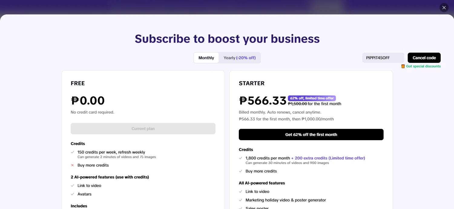 Capcut promo code screenshot showing code PIPPIT45OFF applied at Capcut checkout page. Uploaded by SimplyCodes community member rapiddeals on Jul 13, 2025