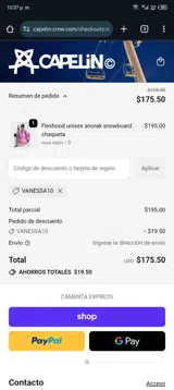 Capelin Crew coupon verification screenshot