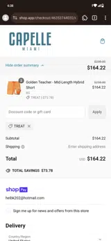 TREAT coupon verification screenshot