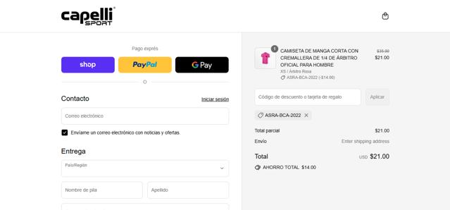 Capelli Sport checkout page showing Capelli Sport coupon code box | Screenshot taken by SimplyCodes community member on Sep 14, 2025