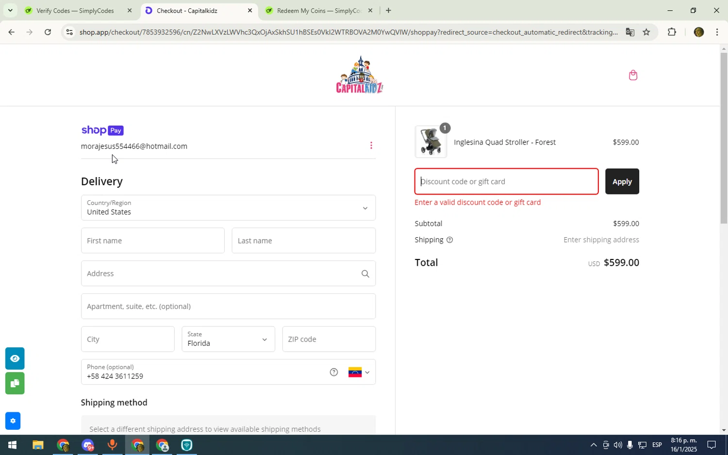 Capitalkidz discount code screenshot showing code 15OFF applied at Capitalkidz checkout page. Uploaded by SimplyCodes community member sfdfgdsfgdfgdfg on Jan 17, 2025