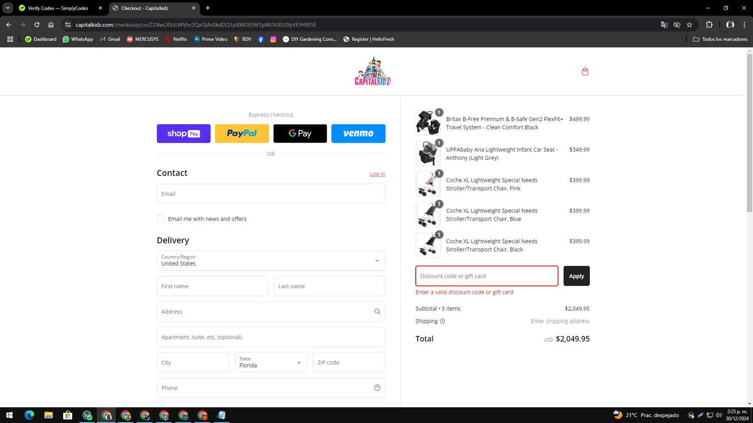 Capitalkidz discount code screenshot showing code 15OFF applied at Capitalkidz checkout page. Uploaded by SimplyCodes community member genesisgafaro on Dec 30, 2024