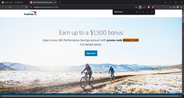 Capital One Bank checkout page showing Capital One Bank promo code box | Screenshot taken by SimplyCodes community member on Mar 28, 2025