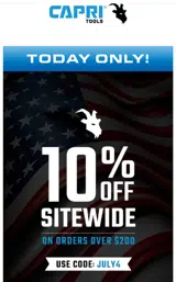 JULY4 coupon verification screenshot