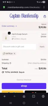 Captain Blankenship coupon verification screenshot
